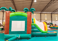 Tropical Jungle Theme Bounce House Kids Jumping Bouncy Castle Combo Bouncer Tiup Dengan Seluncuran Air Kolam Renang