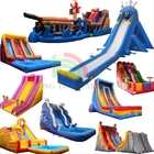 Outdoor Commercial Air Slide Besar Bangunan Backyard Anak-anak Air Slide Inflatable dengan Kolam Renang