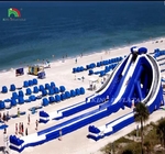 Komersial besar triple air slide 3 jalur pasang tinggi air slide inflatable