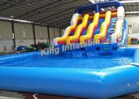 Slide Air Inflatalbe Giant Double Lane Giant Tinggi Dengan Kolam Renang