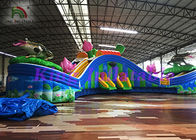 Taman Air Inflatable Hijau PVC Kedap Udara Dengan Slide Dan Kolam Renang Untuk Komersial