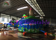 Taman Air Inflatable Hijau PVC Kedap Udara Dengan Slide Dan Kolam Renang Untuk Komersial