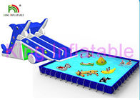 Taman Air Inflatable Biru / Putih Multi Menyenangkan Dalam Geser, Kolam Renang Dan Mainan Air