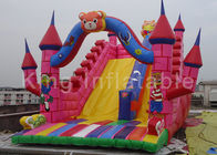 Disesuaikan 0,55mm PVC Pink Inflatable Vivid Animals Taman hiburan Slide Kering