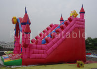 Disesuaikan 0,55mm PVC Pink Inflatable Vivid Animals Taman hiburan Slide Kering