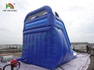 0.55mm PVC Tarpaulin Single Lane Inflatable Water Slide Dengan Renang Biru / Putih Warna