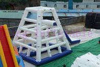 Kustom 0.9mm PVC Biru / Putih Inflatable Water Toy / CE Aqua Slides Untuk Taman Air