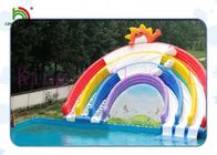 Taman Air Tiup Anti-UV Triple Lanes PVC Rainbow Slide Dengan Kolam Renang Untuk Disewakan