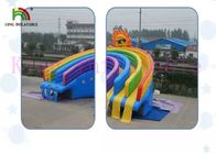Taman Air Tiup Anti-UV Triple Lanes PVC Rainbow Slide Dengan Kolam Renang Untuk Disewakan