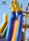 Kuda laut Plato PVC Air Slide Tiup / Slide Air Kuning Biru Raksasa Untuk Sewa