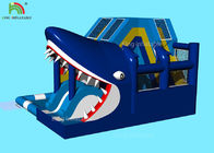 Bouncer Slide Tiup Model Biru Tajam Dengan Pencetakan Logo 6 * 5 * 3,7 M