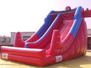 Slide Air Tiup PVC Warna Merah Dengan Kolam Renang Di Depan / Spiderman Slide Untuk anak-anak