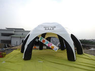 10m Span Inflatable Kedap Udara Spider Acara Tenda Hitam Bingkai PVC Posting Dengan Atap Dicetak Putih