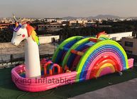 EN71 0,55 Mm PVC Unicorn Bouncer Inflatable Rainbow Dry Slide