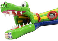 Luar Ruangan 6.5x5.5m Green Crocodile Inflatable Obstacle Course Game Olahraga Tiup