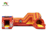 PVC 0.55mm 21ft Red Fire Truck Inflatable Obstacle Course Untuk Anak-Anak