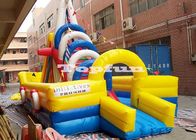 Safe Inflatable Barque Jumping Castle, Inflatable Bouncy Boat Dengan Long Slide