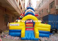 Safe Inflatable Barque Jumping Castle, Inflatable Bouncy Boat Dengan Long Slide