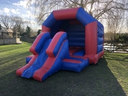 Kastil Bouncer Inflatable 420D Keluarga Berwarna-warni Dengan Slide