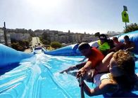 Disesuaikan 300m Inflatable Water Slide, Natural Ramp Blue Summer Water Game