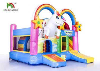 Komersial Luar Ruangan 4 In 1 Unicorn Inflatable Jumping Castle / Blow Up Bouncer