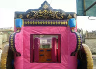 PVC Terpal Pink Retro Rumah Bouncing Inflatable Castle Melompat Dengan 4 Roda