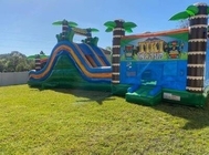 Jungle Trek Inflatable Bounce Dan Climb Water Slide Combo Untuk Anak-Anak