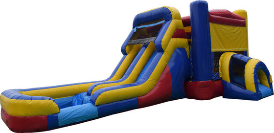 Kastil Melompat Inflatable Merah Biru Dengan Slide Double Lane Combo