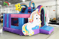 13ftx13ftx11.5ft Rainbow Unicorn Bouncy Castles Rumah Bouncing