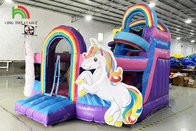 13ftx13ftx11.5ft Rainbow Unicorn Bouncy Castles Rumah Bouncing