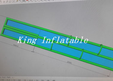 PVC terpal Inflatable Slip Slide 300m Panjang Double Lanes Inflatable Air City