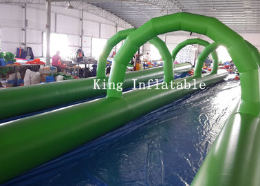 PVC terpal Inflatable Slip Slide 300m Panjang Double Lanes Inflatable Air City