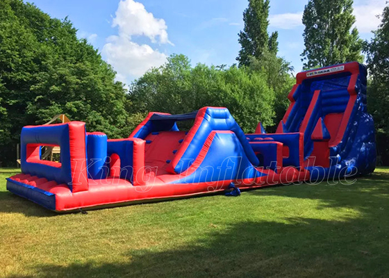 Inflatable Boot Camp Rintangan Kursus Biru & Merah Permainan Aktivitas Komersial yang Disesuaikan
