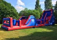 Inflatable Boot Camp Rintangan Kursus Biru &amp; Merah Permainan Aktivitas Komersial yang Disesuaikan