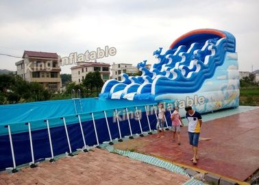 Blue Dolphin Support Basin Taman Air Tiup Dengan Slide Plato PVC