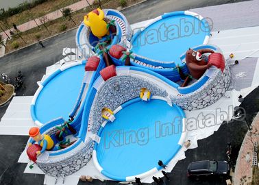 0,9 mm PVC Bear Haunt Inflatable Water Parks 3 Pool Three Untuk Outdoor
