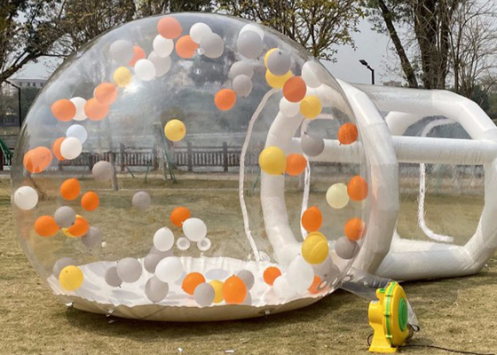 Tenda Gelembung Inflatable Dengan 220V 110V Air Blower Putih Warna Transparan Untuk Perkhemahan Luar Ruang