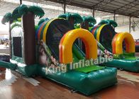 Hijau Dicetak PVC Kecil Inflatable Bouncer Castle Kids Playground Tahan Api