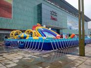 Large Frame Pool / Rainbow Slide Amazing Inflatable Water Park Untuk Hiburan