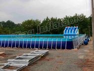Large Frame Pool / Rainbow Slide Amazing Inflatable Water Park Untuk Hiburan