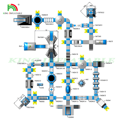 Komersial Parkir Inflatable Slide Dengan Frame Pool Inflatable Land Water Park Untuk Taman Petualangan