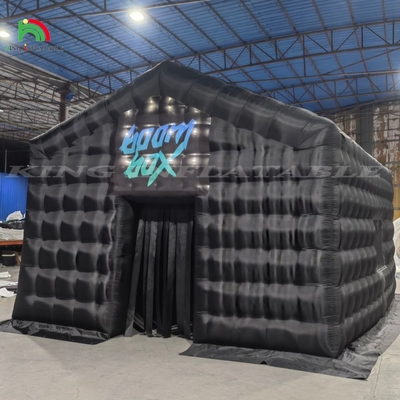Tenda pesta besar portabel Rumah Hitam Lampu LED Disco Bar Tenda kubus kembung