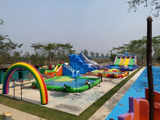 Sea World Taman Air Ground Inflatable Besar Dengan Slide Inflatable Besar