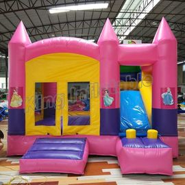 Outdoor Kids Game Princess Inflatable Bouncy Castle Dengan Slide Dalam Warna Pink
