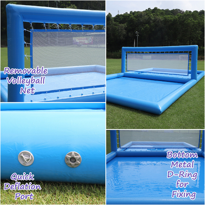 33x16.5x7FT lapangan bola voli kembung bola voli pantai jaring bola voli kolam renang lapangan air dengan pompa udara untuk permainan di luar ruangan