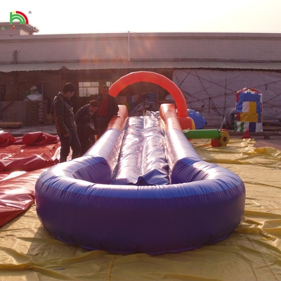 Game Air Inflatable One Lane Slip N Slide City Slide Dengan Soft Mat Slide Air Dengan Kolam Renang Untuk Acara