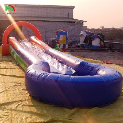 Game Air Inflatable One Lane Slip N Slide City Slide Dengan Soft Mat Slide Air Dengan Kolam Renang Untuk Acara