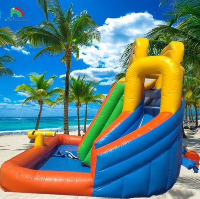 Slide Air Komersial Inflatable Anak-anak Outdoor Double Lane Slide Air Bounce House Slide Air Inflatable dengan kolam renang