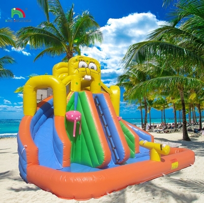 Slide Air Komersial Inflatable Anak-anak Outdoor Double Lane Slide Air Bounce House Slide Air Inflatable dengan kolam renang