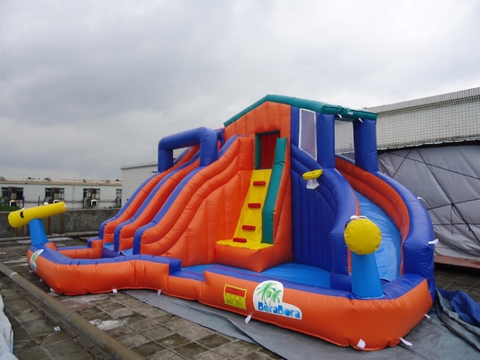 Outdoor Giant Double Track Inflatable Bouncer Water Slide Taman Air